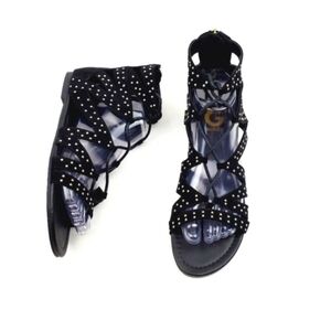 G by Guess Gleidah black studded lace up sandals size 8.5